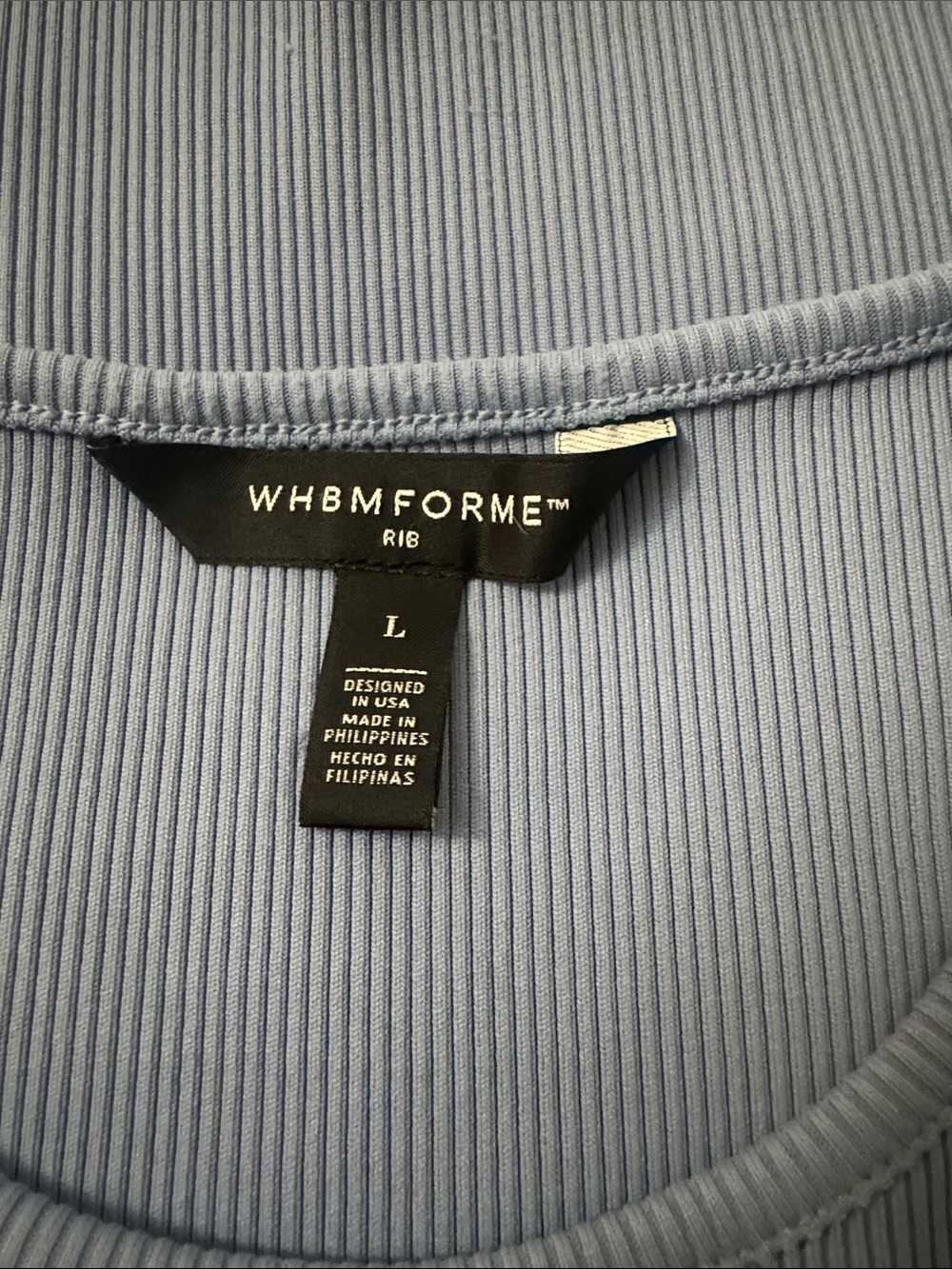 WHBM FOR ME Light Blue Ribbed Scoop Neck Tank